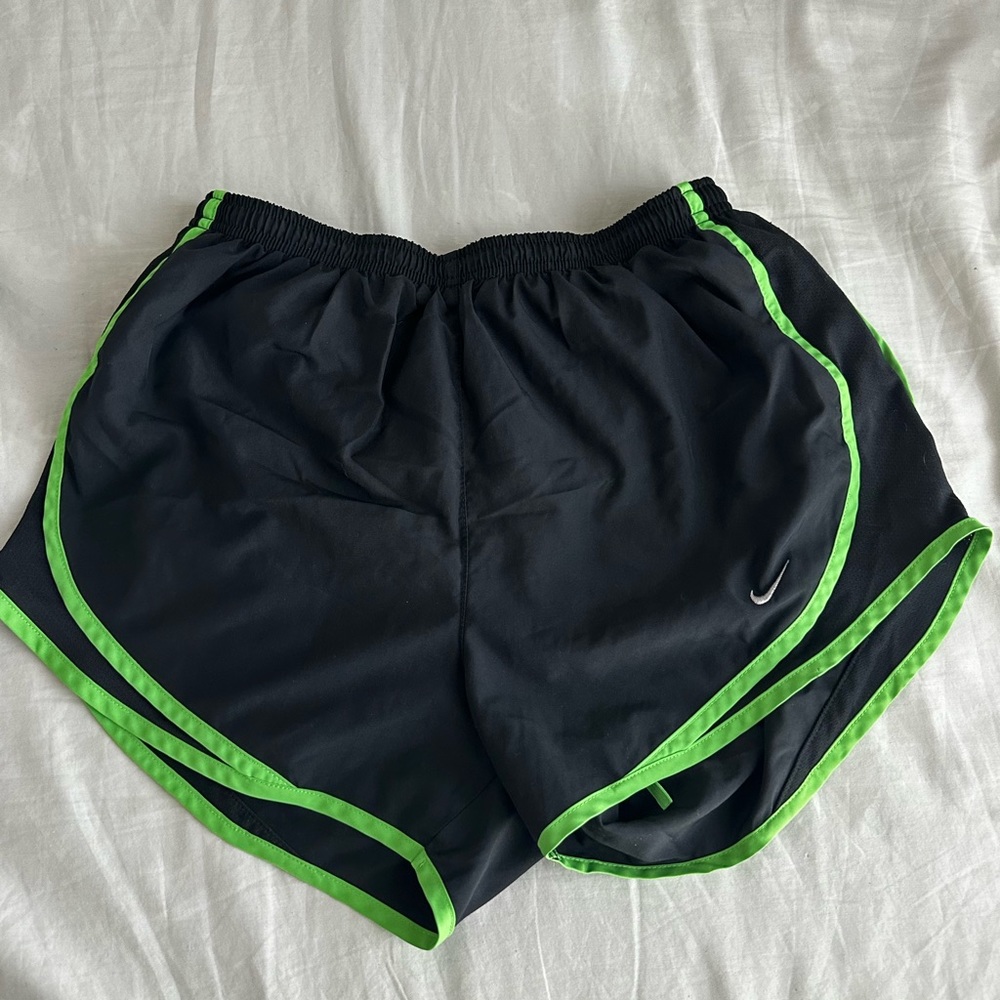 Black and Green Nike athletic gym shorts